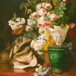 Картина: Antoine Berjon, Still Life with Flowers Shells a Sharks Head