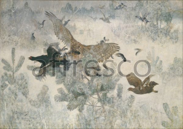 Картина: Bruno Liljefors, Hawk and Black Game