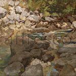 Картина: Carl Schuch, Горный ручей с валунами