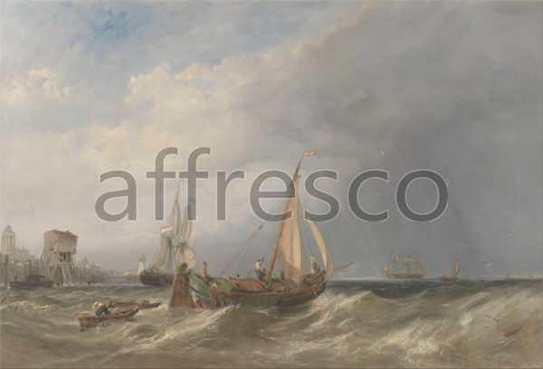 Картина: Clarkson Stanfield, A Dutch Barge and Merchantmen Running out of Rotterdam