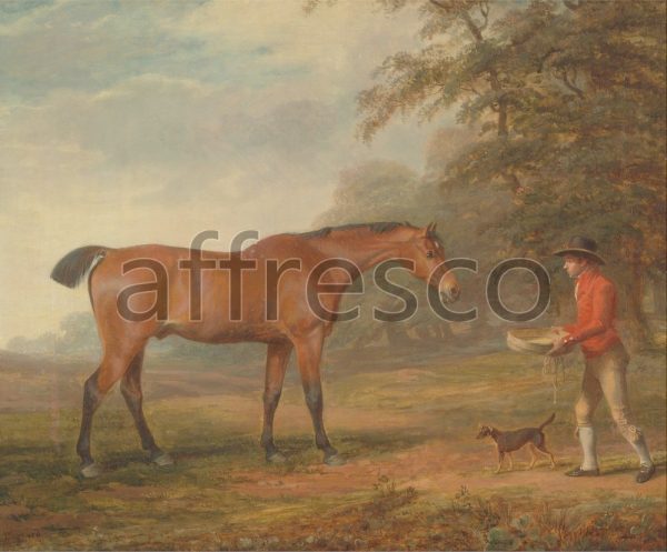 Картина: George Garrard, A Bay Horse Approached by a Stable Lad with Food and a Halter