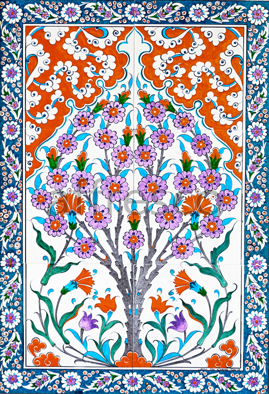 Фреска,  Восточный орнамент с цветами ,  арт. ID135659