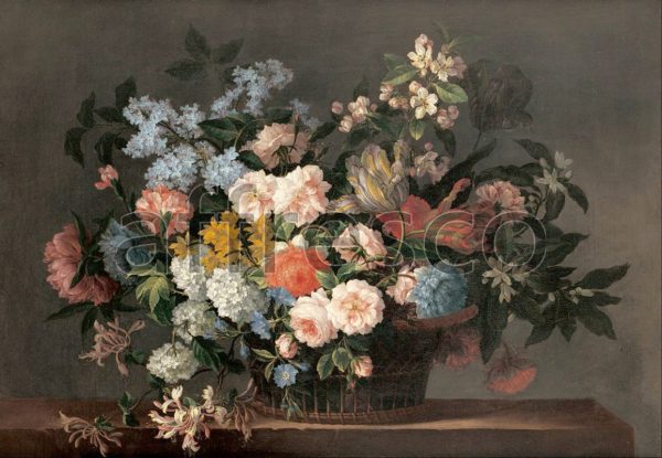 Картина: Jean Baptiste Monnoyer, Still life with basket of flowers