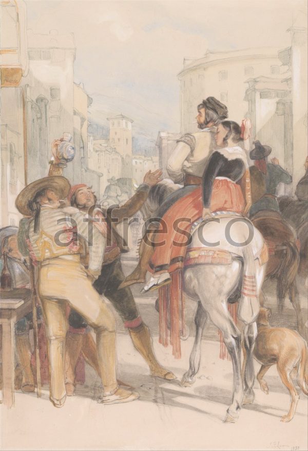 Картина: Джон Фредерик Льюис, Street Scene in Granada on the Day of the Bullfight