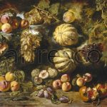 Картина: Michele Pace del Campidoglio, Still Life with Melons Peaches Figs and Grapes