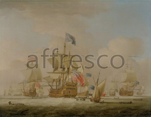 Картина: Peter Monamy, British Men of War and a Sloop