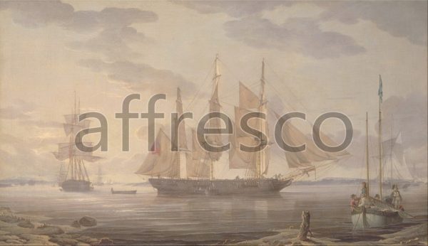 Картина: Robert Salmon, Ships in harbor