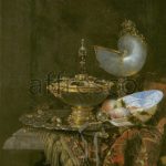 Картина: Willem Kalf Pronk, Still Life with Holbein Bowl Nautilus Cup Glass Goblet and Fruit Dish