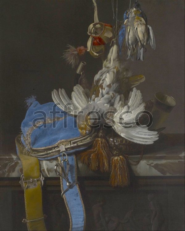 Картина: Willem van Aelst Hunt, Still Life with a Velvet Bag on a Marble Ledge