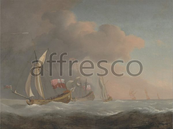 Картина: Willem van de Velde the Younger, English Royal Yachts at Sea in a Strong Breeze in Company with a Ship Flying the Royal Standard